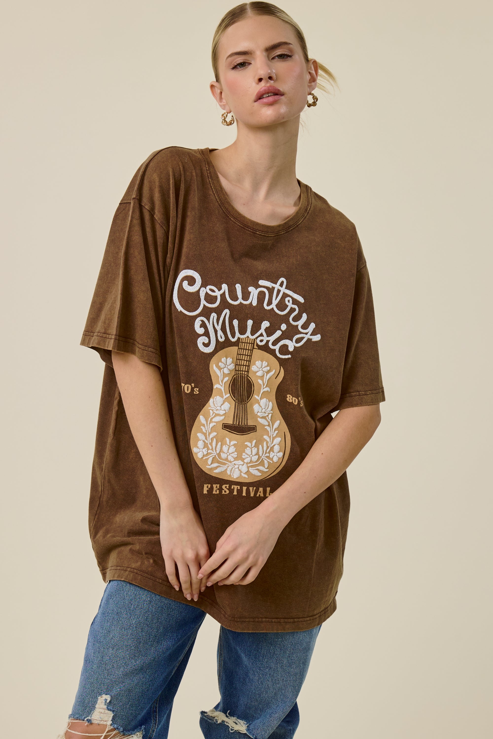 Country Music Festival Oversized Graphic Tee for Women – Vintage