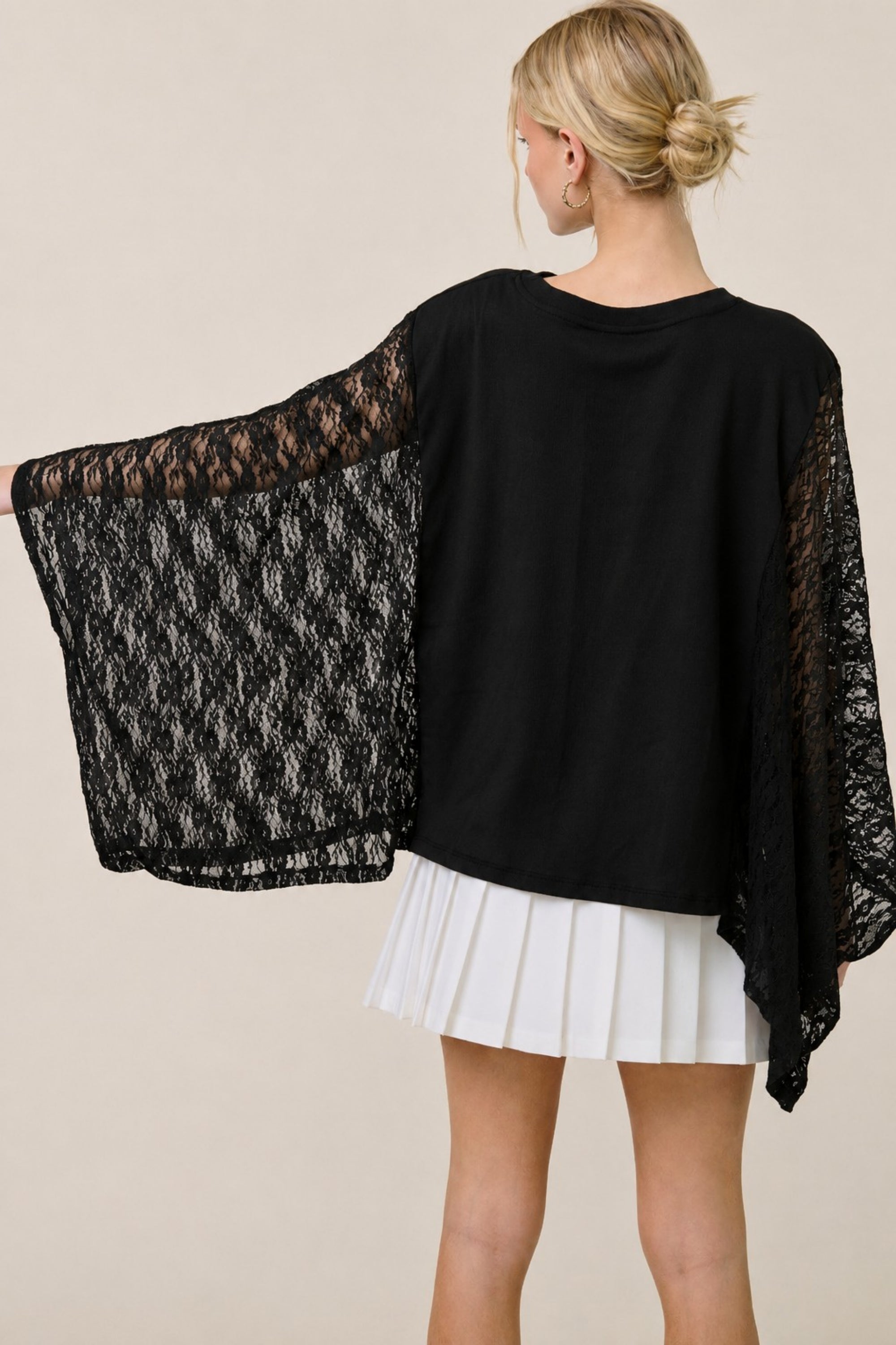 Womens Western Cowboy Lace Kimono Sleeve Graphic Top Oversized Poncho Blouse Boho Batwing Tunic