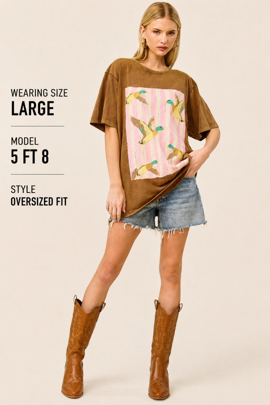 Vintage Flying Ducks Oversized Graphic Tee
