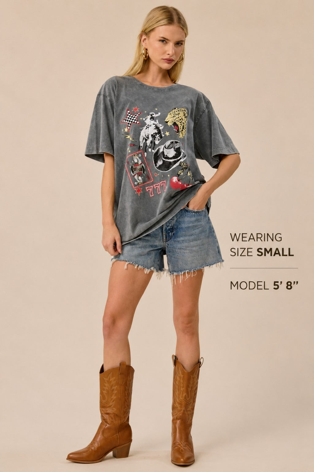 Vintage Western Rodeo Collage Oversized Graphic Tee