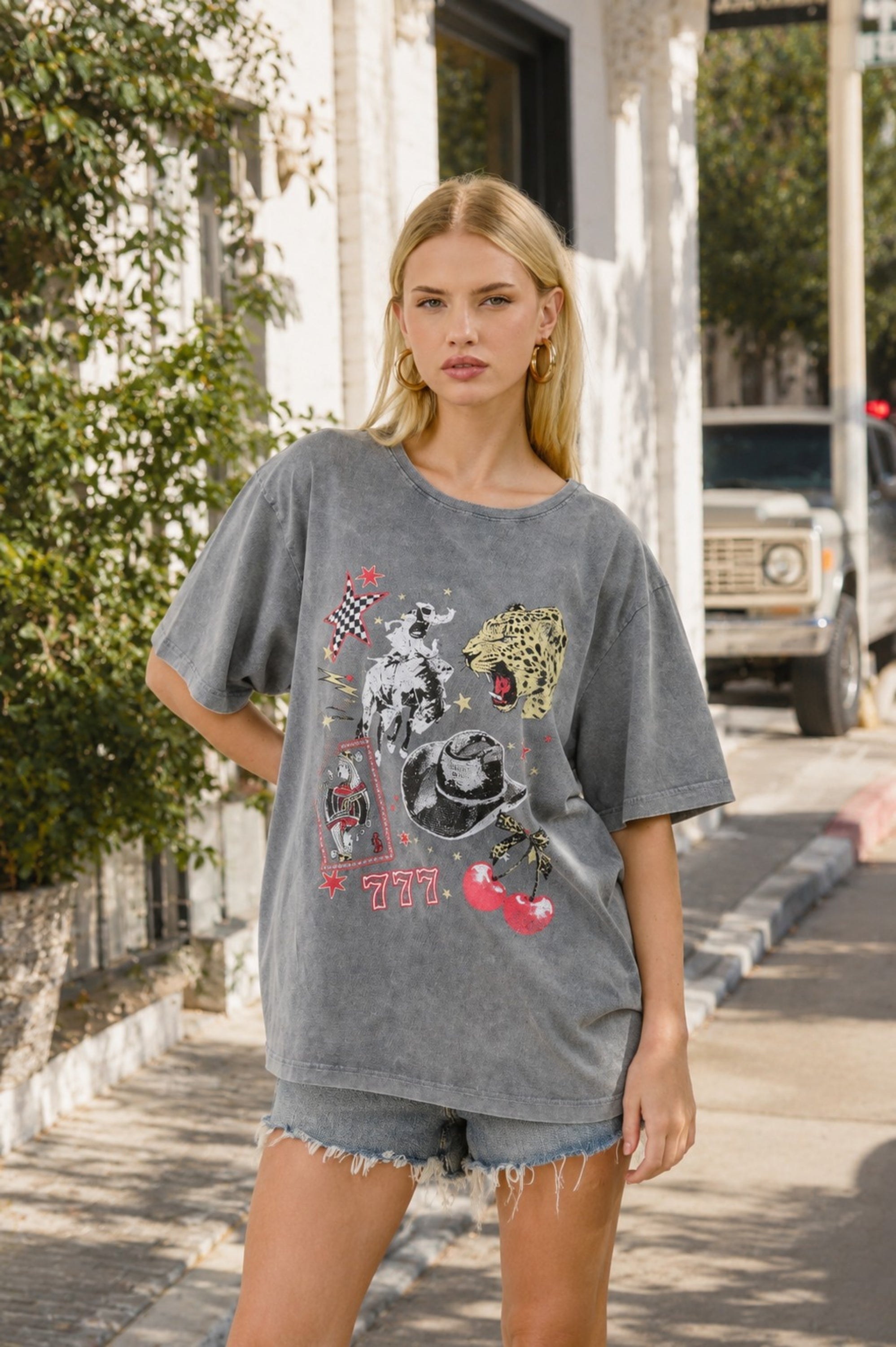 Vintage Western Rodeo Collage Oversized Graphic Tee