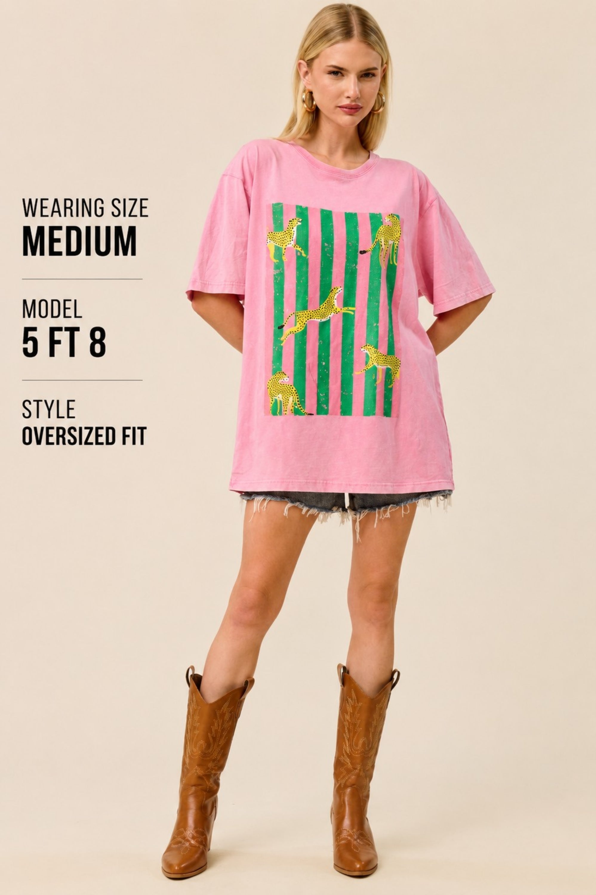Pink Wild Cheetah Oversized Graphic Tee