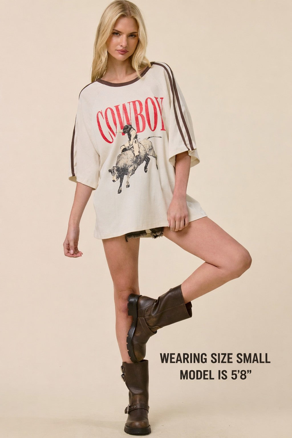 FORYERI Cowboy Graphic Tee – Vintage Oversized Western Style Top