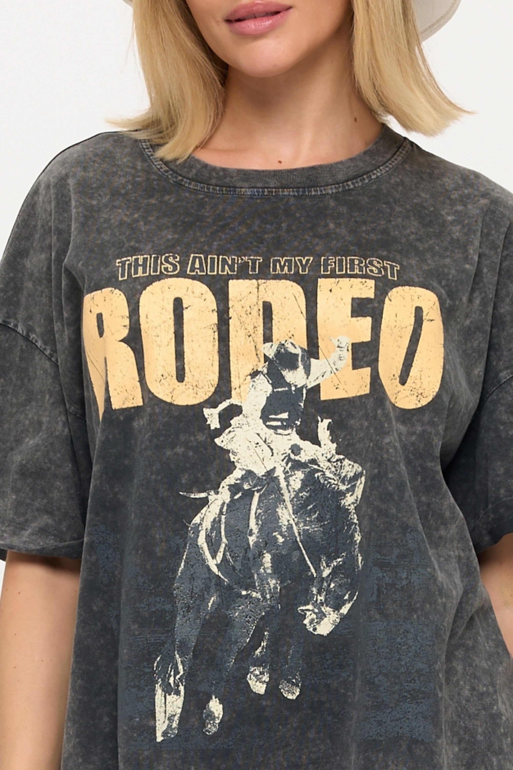 FORYERI Vintage Rodeo Oversized Tee – Western Relaxed Graphic Top