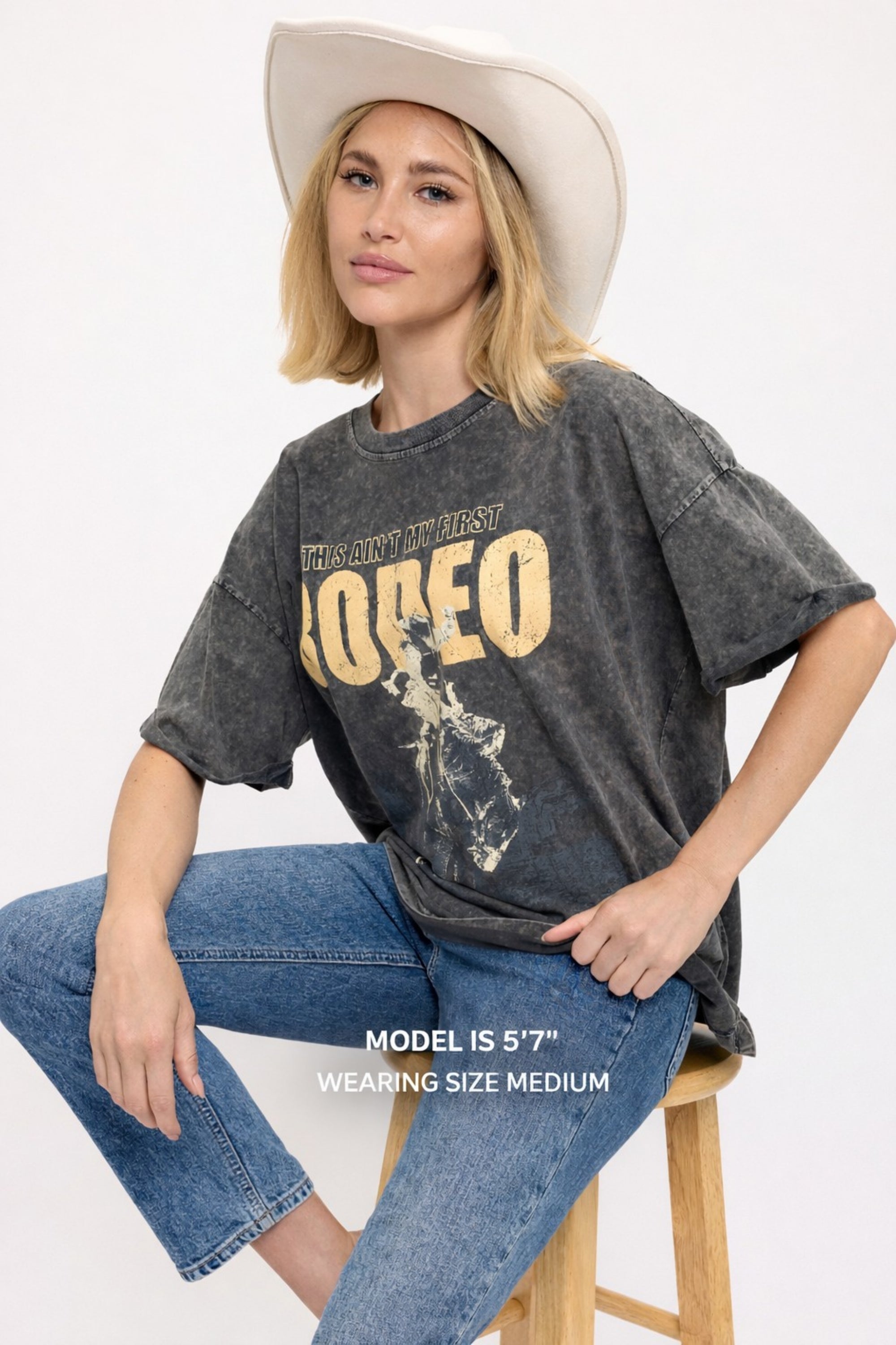 FORYERI Vintage Rodeo Oversized Tee – Western Relaxed Graphic Top