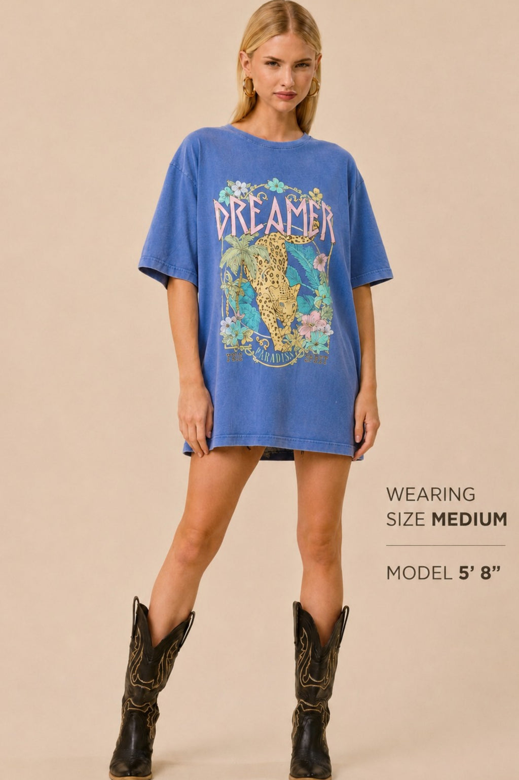 Vintage Dreamer Leopard Paradise Oversized Graphic Tee