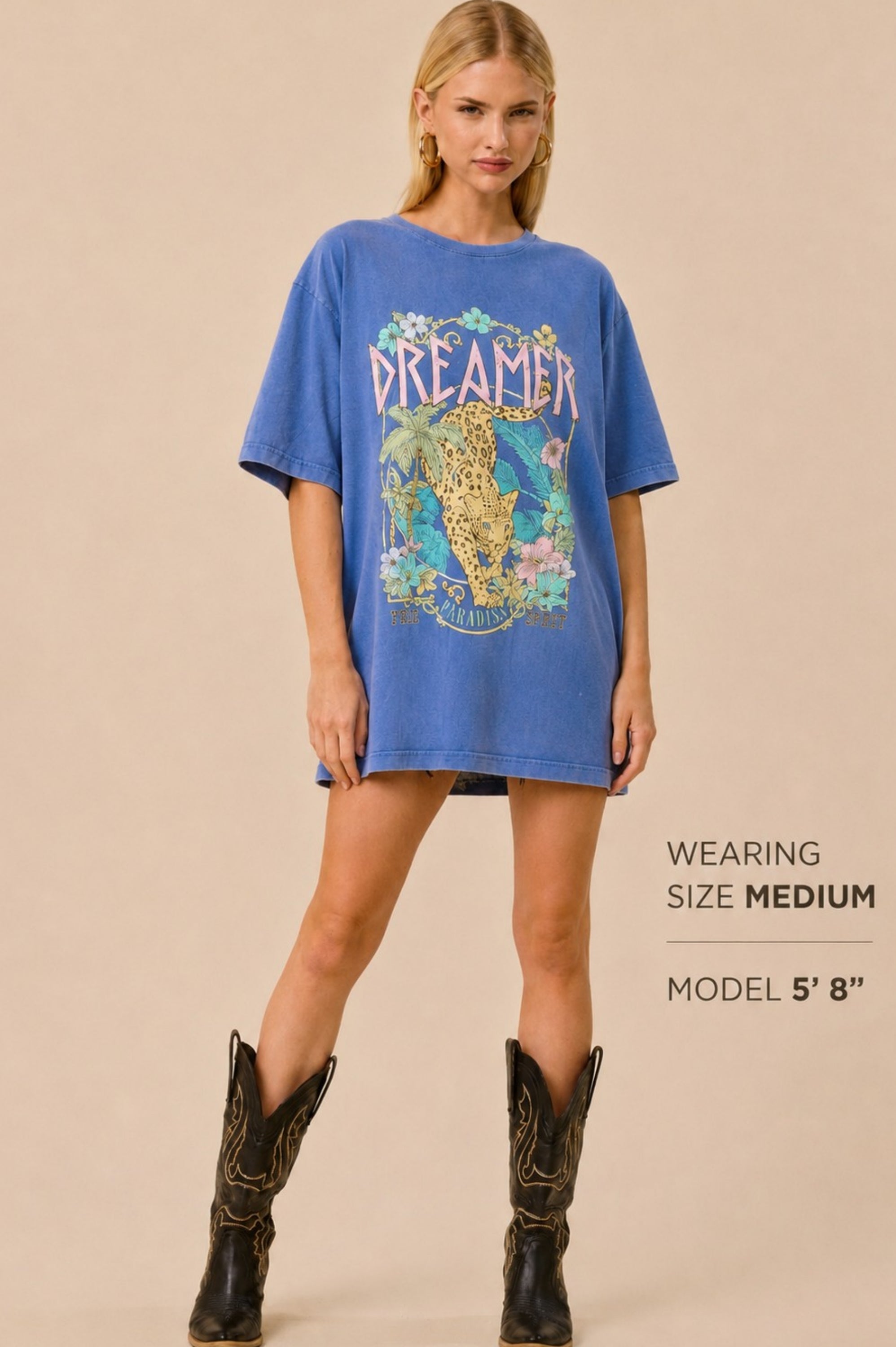 Vintage Dreamer Leopard Paradise Oversized Graphic Tee