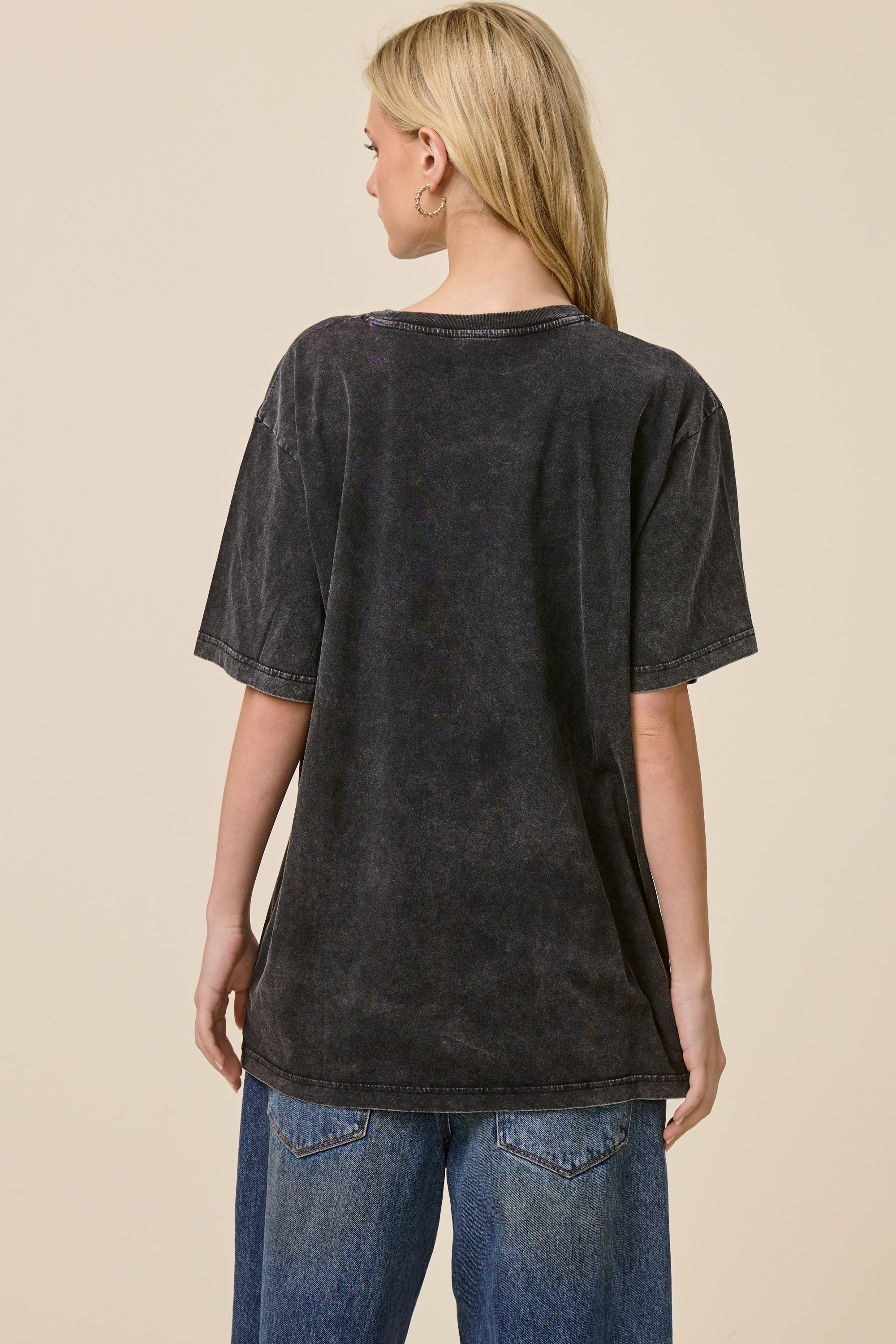 FORYERI Vintage Free Bird Graphic Tee – Washed Black Rock Style Shirt, Relaxed Fit Casual Western Top