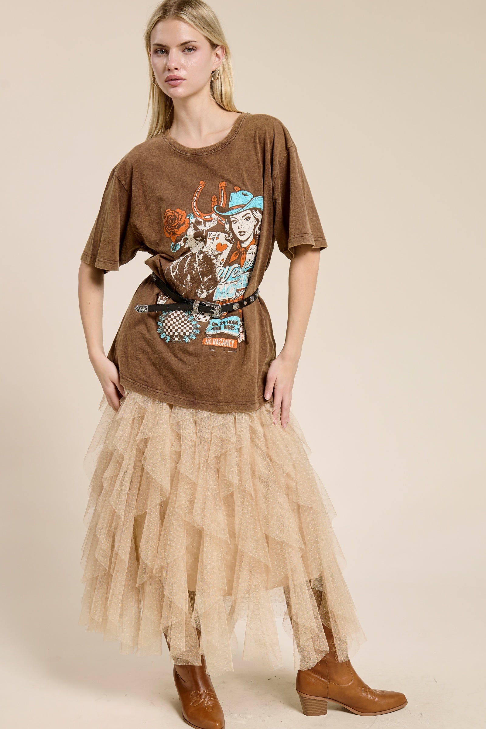 Layered Tulle Maxi Dress for Women, Tiny Polka Dot