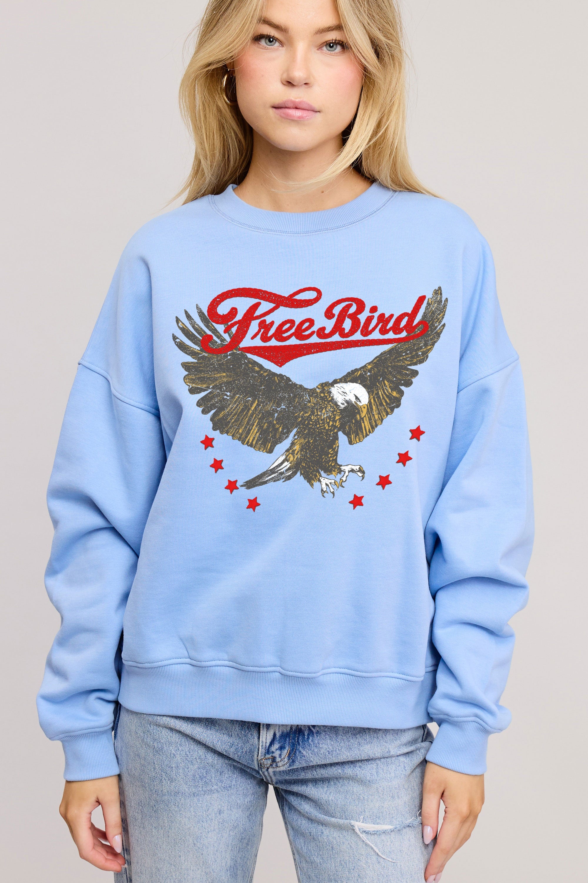 FORYERI Women’s Free Bird Eagle Graphic Sweatshirt – Oversized Vintage Americana Crewneck Pullover