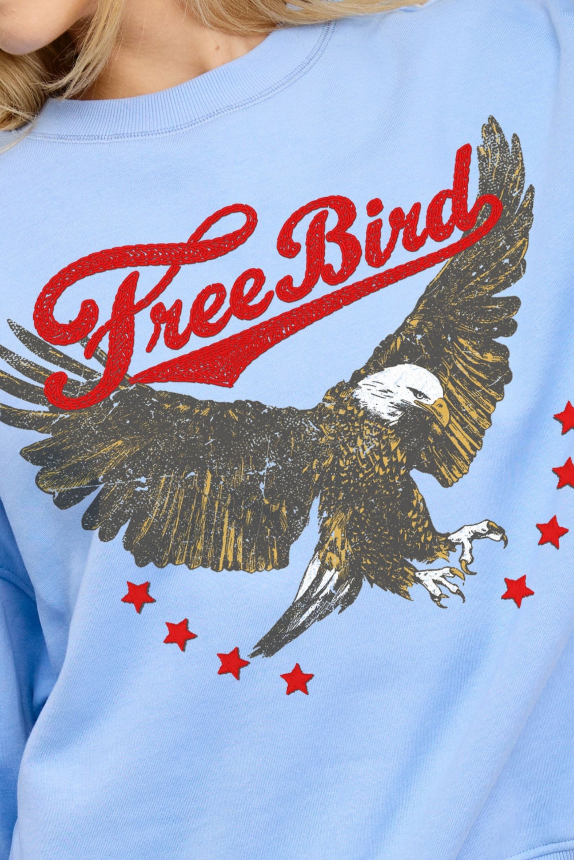 FORYERI Women’s Free Bird Eagle Graphic Sweatshirt – Oversized Vintage Americana Crewneck Pullover