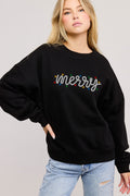 FORYERI Women’s Merry Christmas Sweatshirt – Oversized Holiday Lights Graphic Crewneck Pullover
