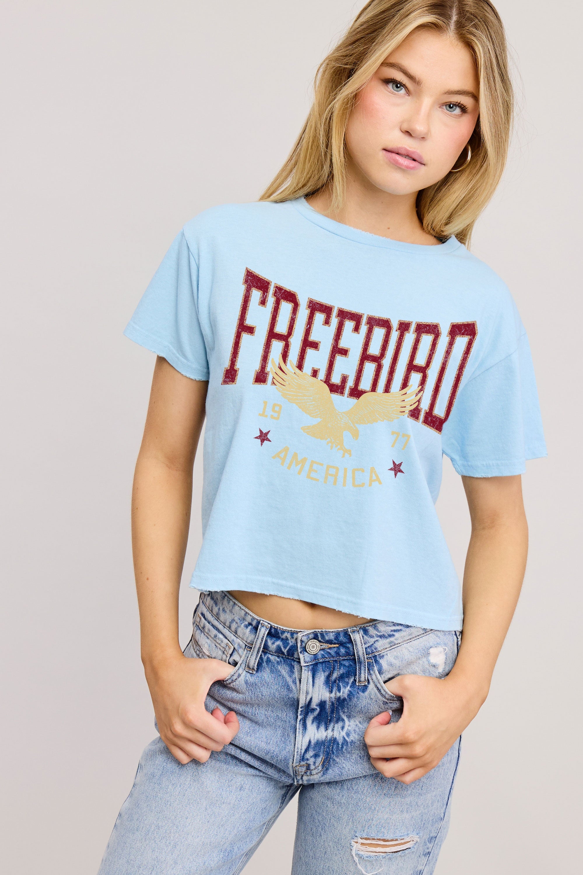 FORYERI Women's Vintage Washed Cotton Crop Tee, Raw Edge Graphic T-Shirt, Casual Cropped Short Sleeve Top