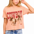 FORYERI Women's Vintage Western Graphic Crop T-Shirt, Raw Edge Cotton Cropped Tee