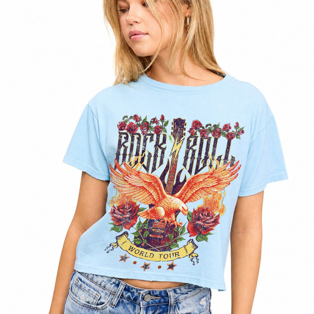 FORYERI Women's Vintage Washed Cotton Crop Tee, Raw Edge Graphic T-Shirt, Casual Cropped Short Sleeve Top