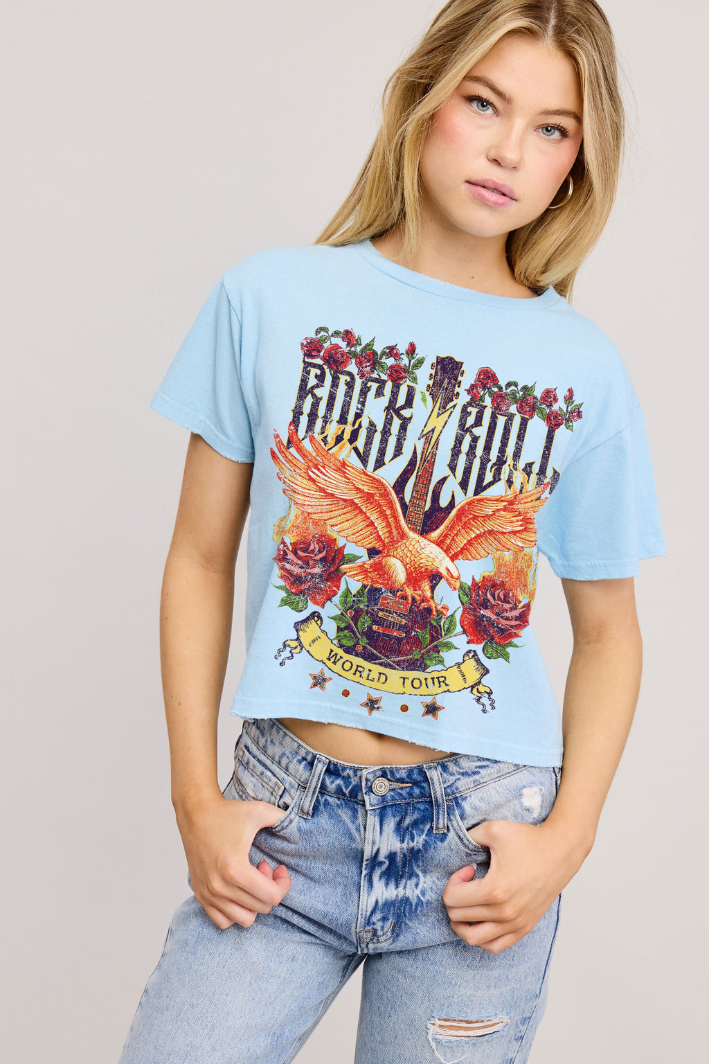 FORYERI Women's Vintage Washed Cotton Crop Tee, Raw Edge Graphic T-Shirt, Casual Cropped Short Sleeve Top