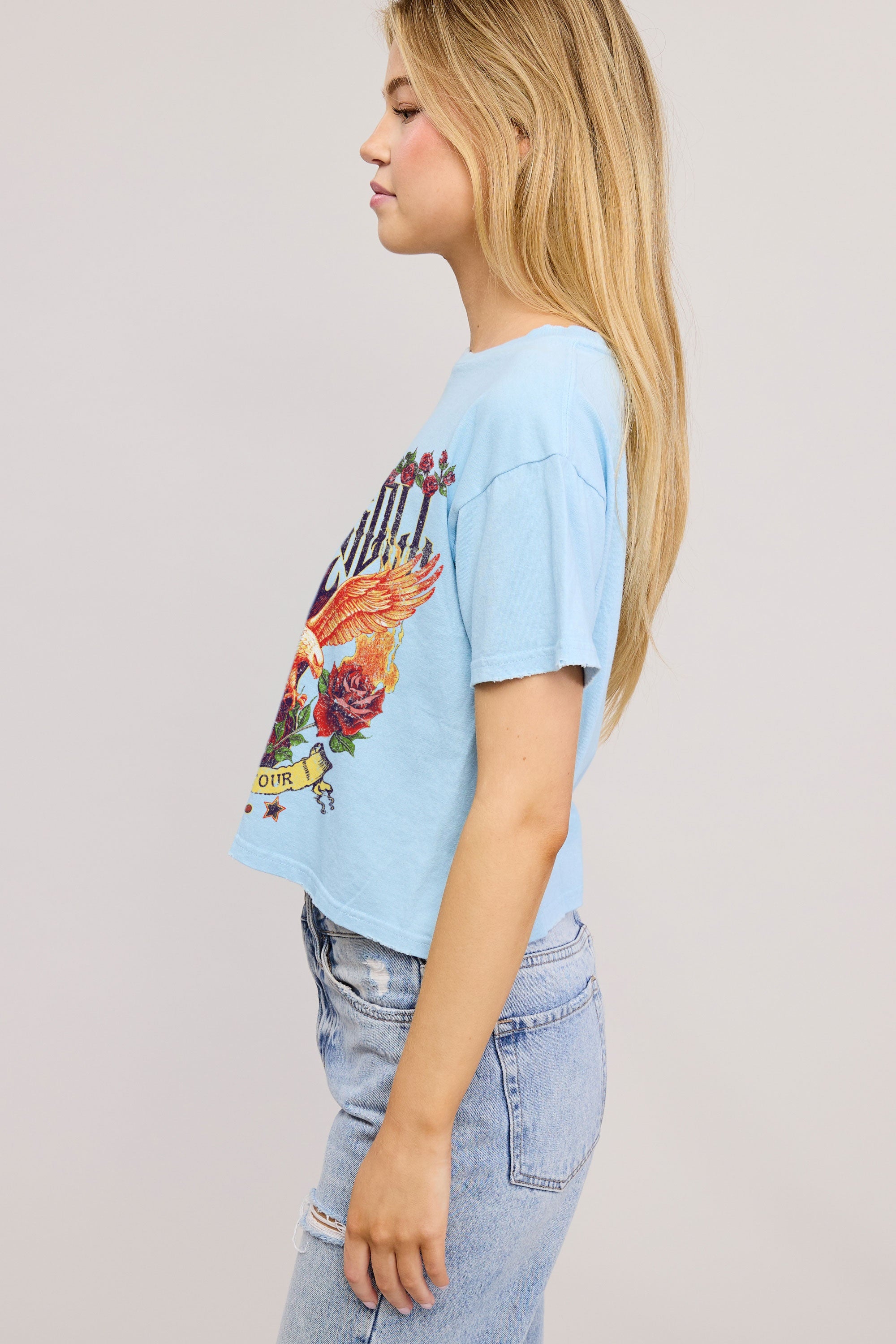 FORYERI Women's Vintage Washed Cotton Crop Tee, Raw Edge Graphic T-Shirt, Casual Cropped Short Sleeve Top