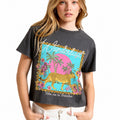 FORYERI Women's Vintage Washed Cotton Crop Tee, Raw Edge Graphic T-Shirt, Casual Cropped Short Sleeve Top