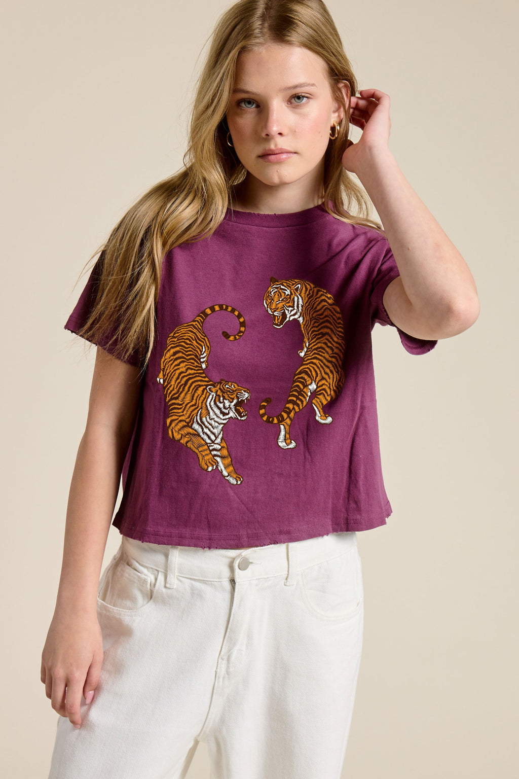FORYERI Women's Vintage Washed Cotton Crop Tee, Raw Edge Graphic T-Shirt, Casual Cropped Short Sleeve Top