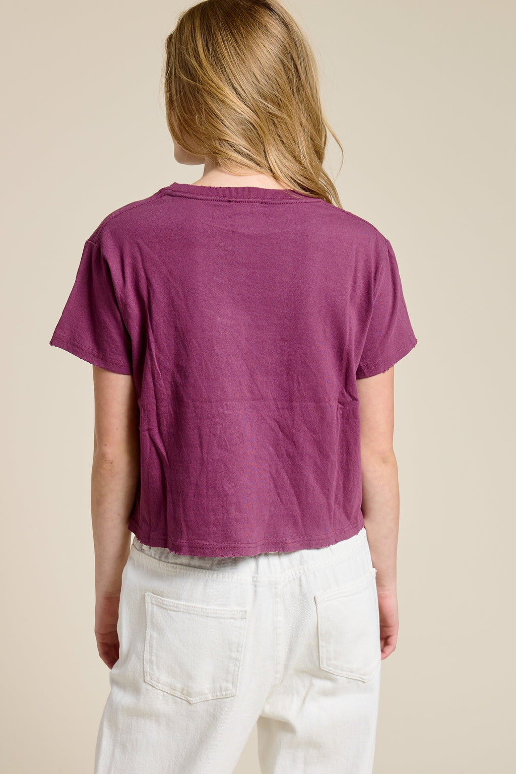 FORYERI Women's Vintage Washed Cotton Crop Tee, Raw Edge Graphic T-Shirt, Casual Cropped Short Sleeve Top