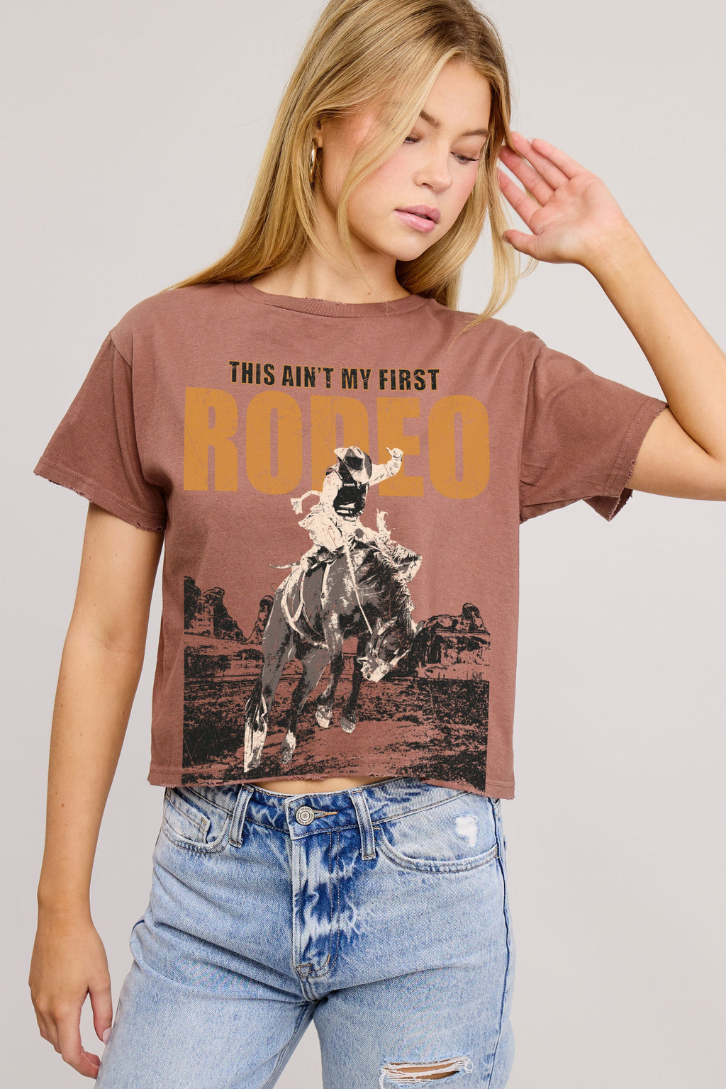FORYERI Women's Vintage Western Graphic Crop T-Shirt, Raw Edge Cotton Cropped Tee