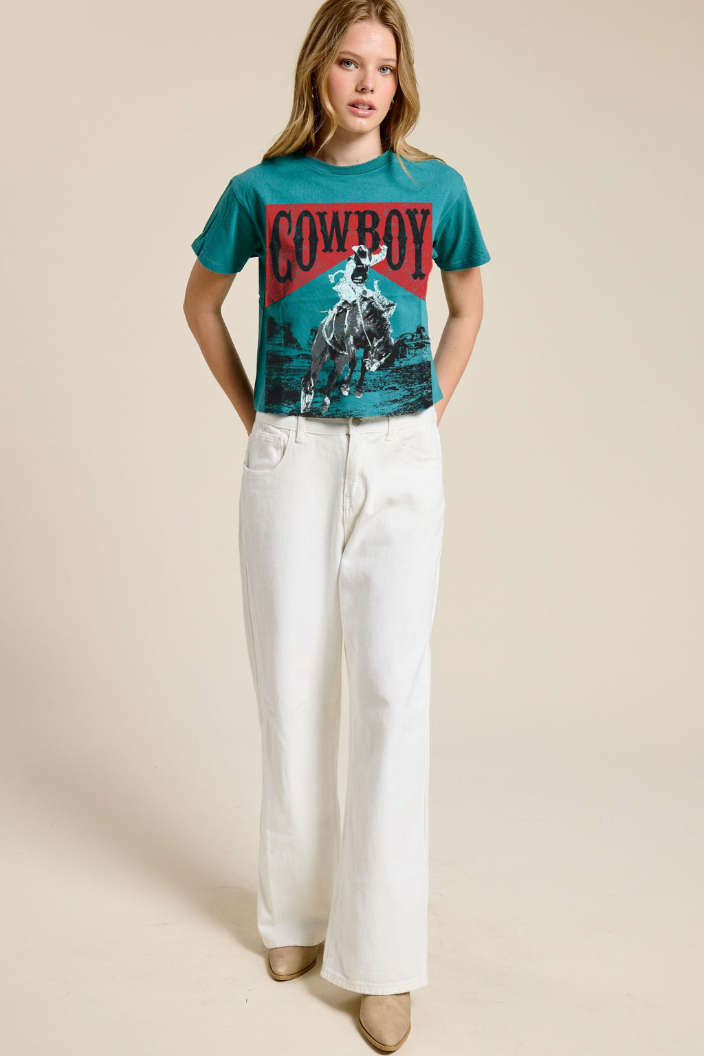FORYERI Women's Vintage Western Graphic Crop T-Shirt, Raw Edge Cotton Cropped Tee