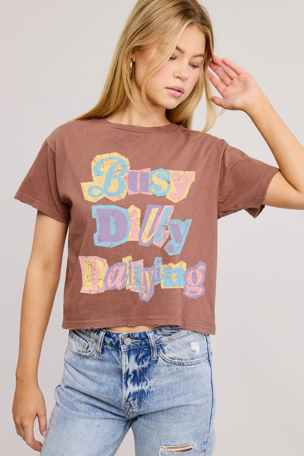 FORYERI Women's Vintage Graphic Crop T-Shirt, Raw Edge Cotton Cropped Tee