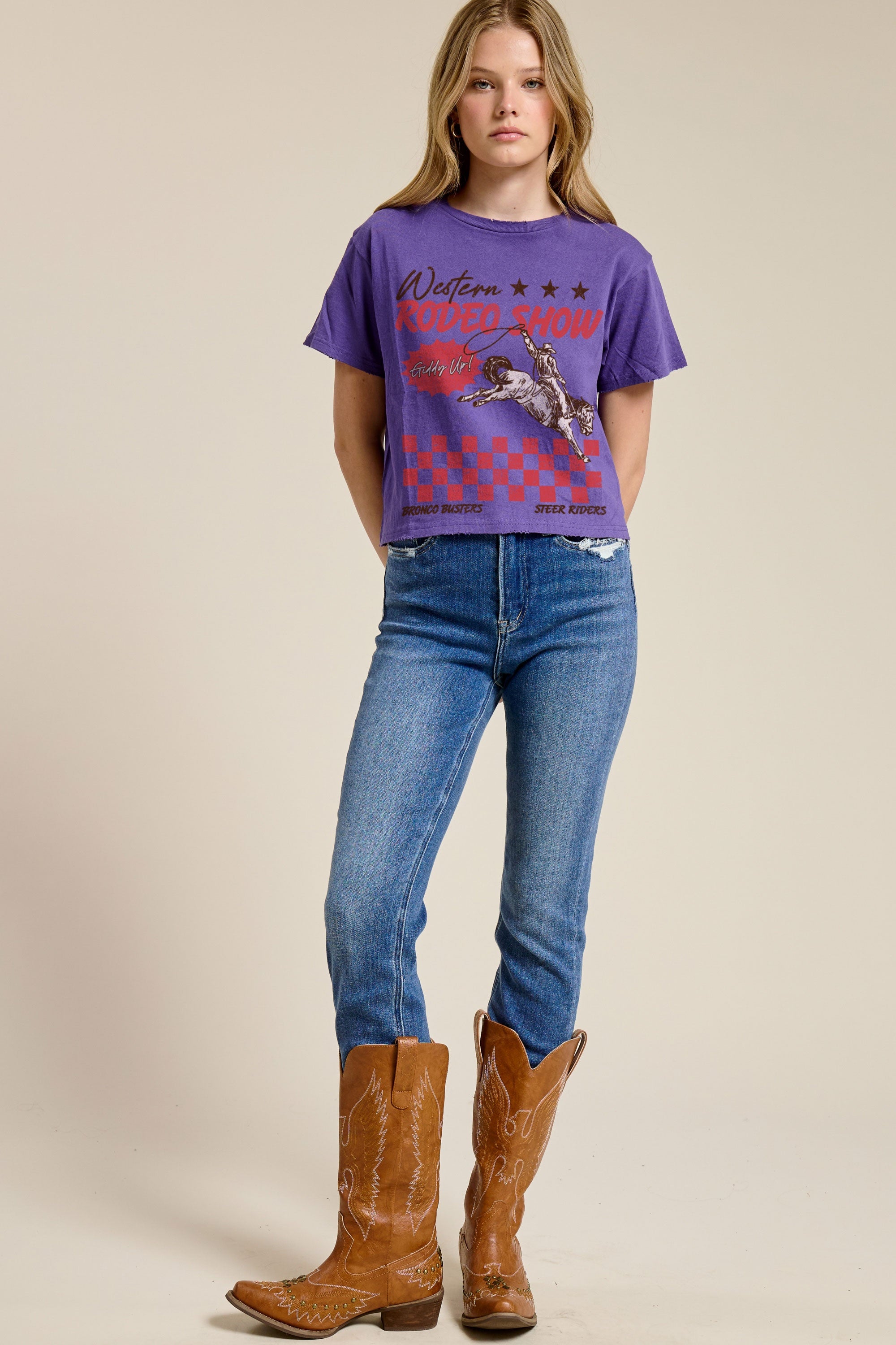 FORYERI Women's Vintage Western Graphic Crop T-Shirt, Raw Edge Cotton Cropped Tee