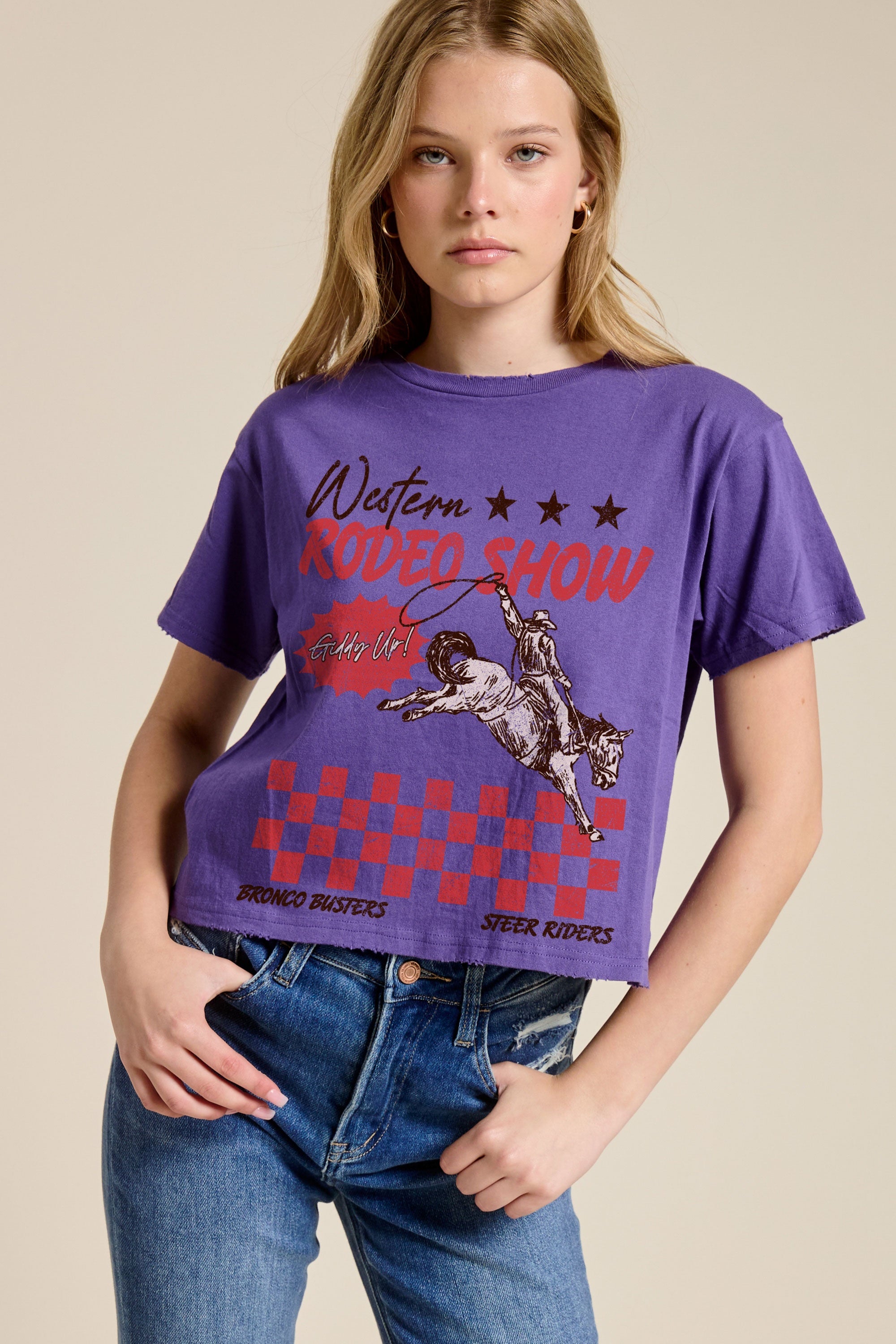 FORYERI Women's Vintage Western Graphic Crop T-Shirt, Raw Edge Cotton Cropped Tee