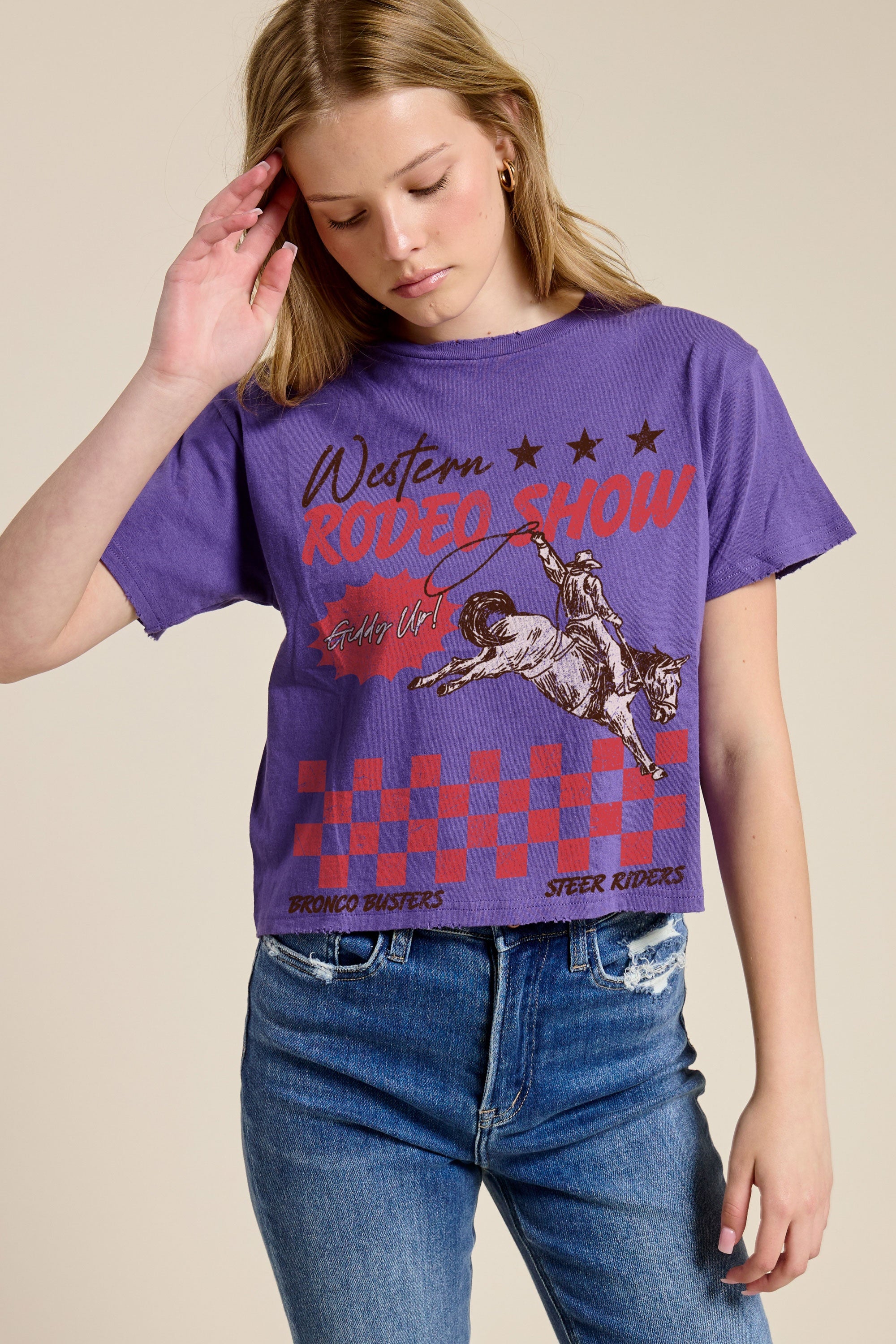 FORYERI Women's Vintage Western Graphic Crop T-Shirt, Raw Edge Cotton Cropped Tee