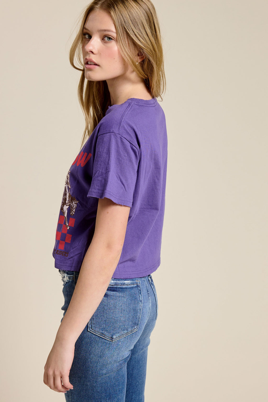 FORYERI Women's Vintage Western Graphic Crop T-Shirt, Raw Edge Cotton Cropped Tee