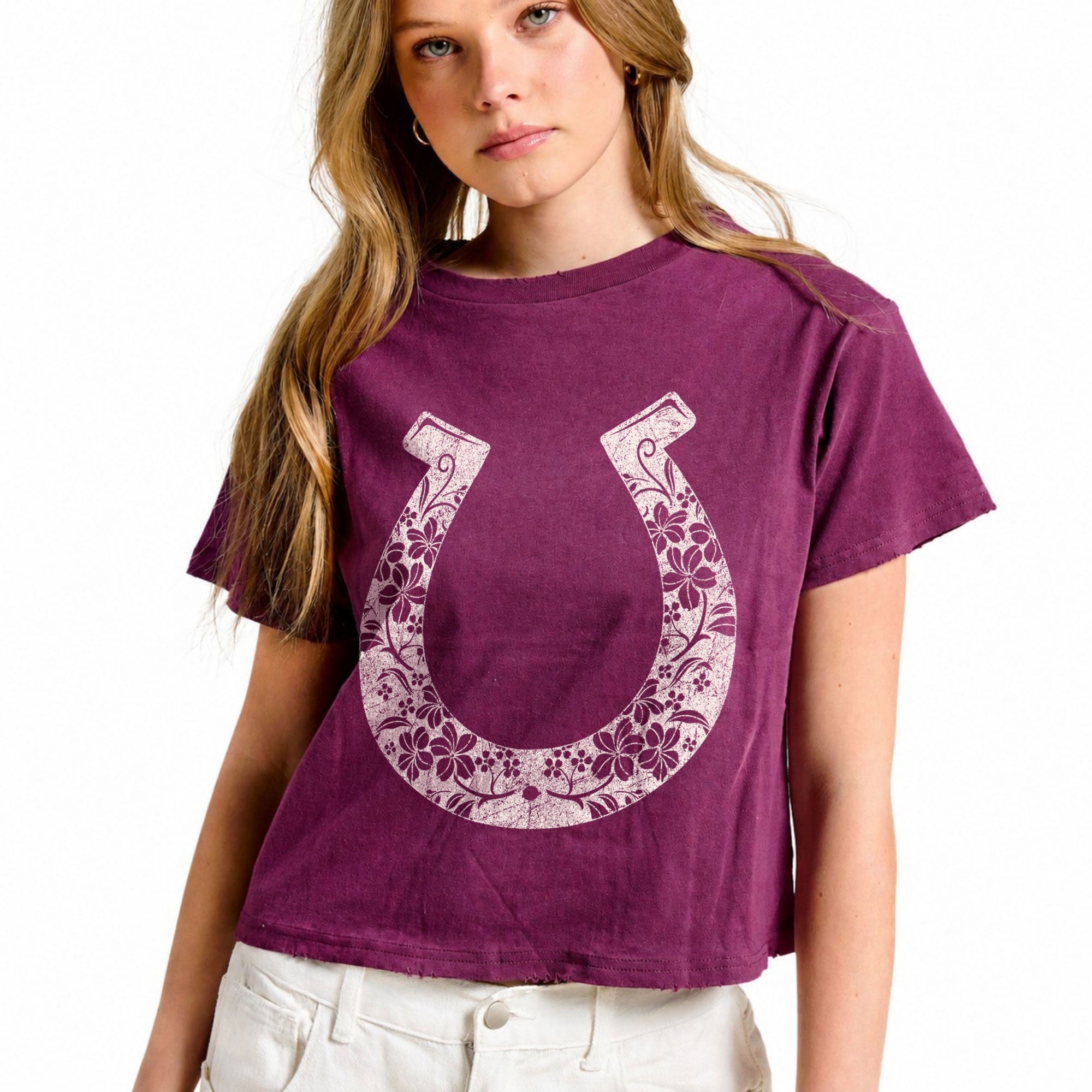 FORYERI Women's Vintage Western Graphic Crop T-Shirt, Raw Edge Cotton Cropped Tee