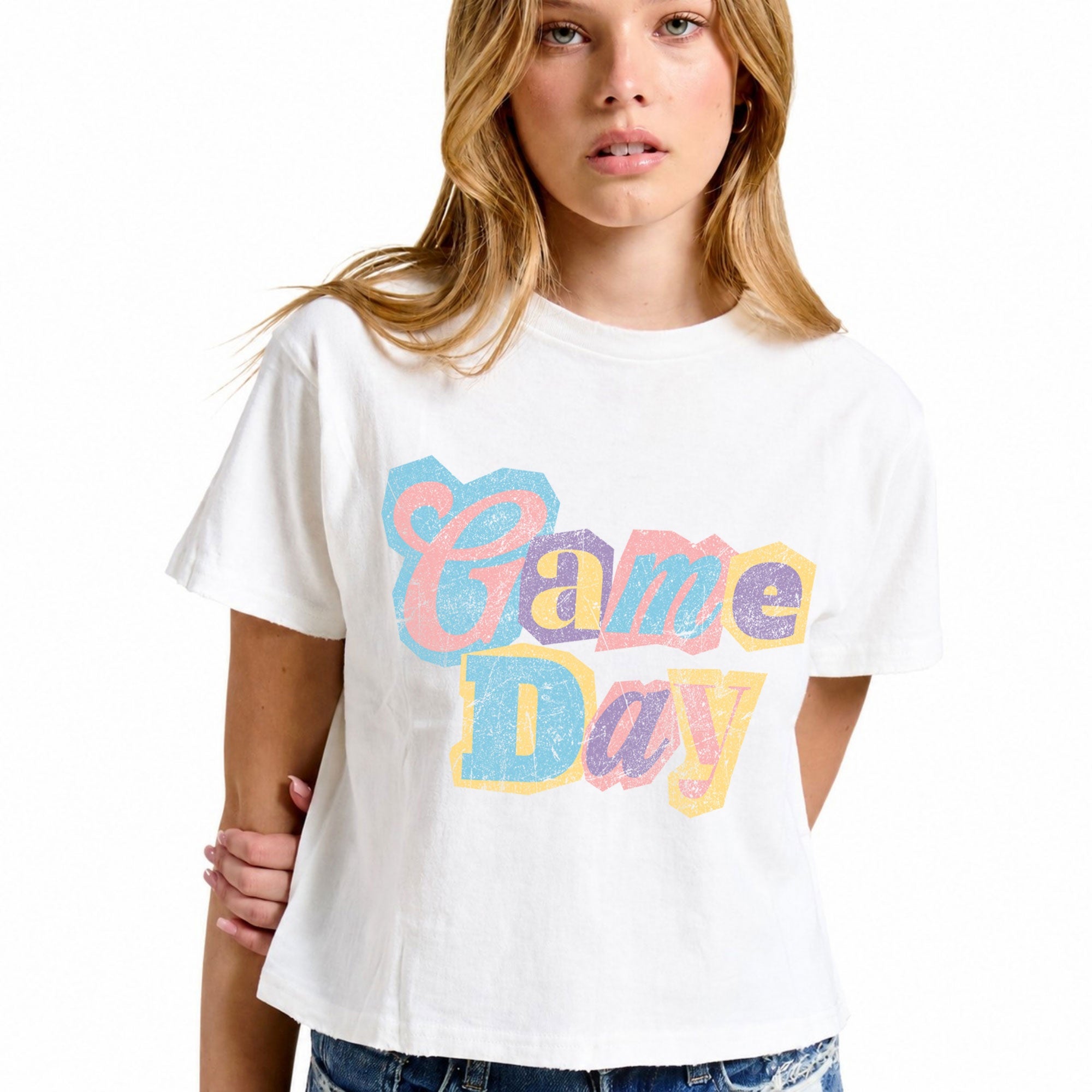 FORYERI Women's Vintage Graphic Crop T-Shirt, Raw Edge Cotton Cropped Tee