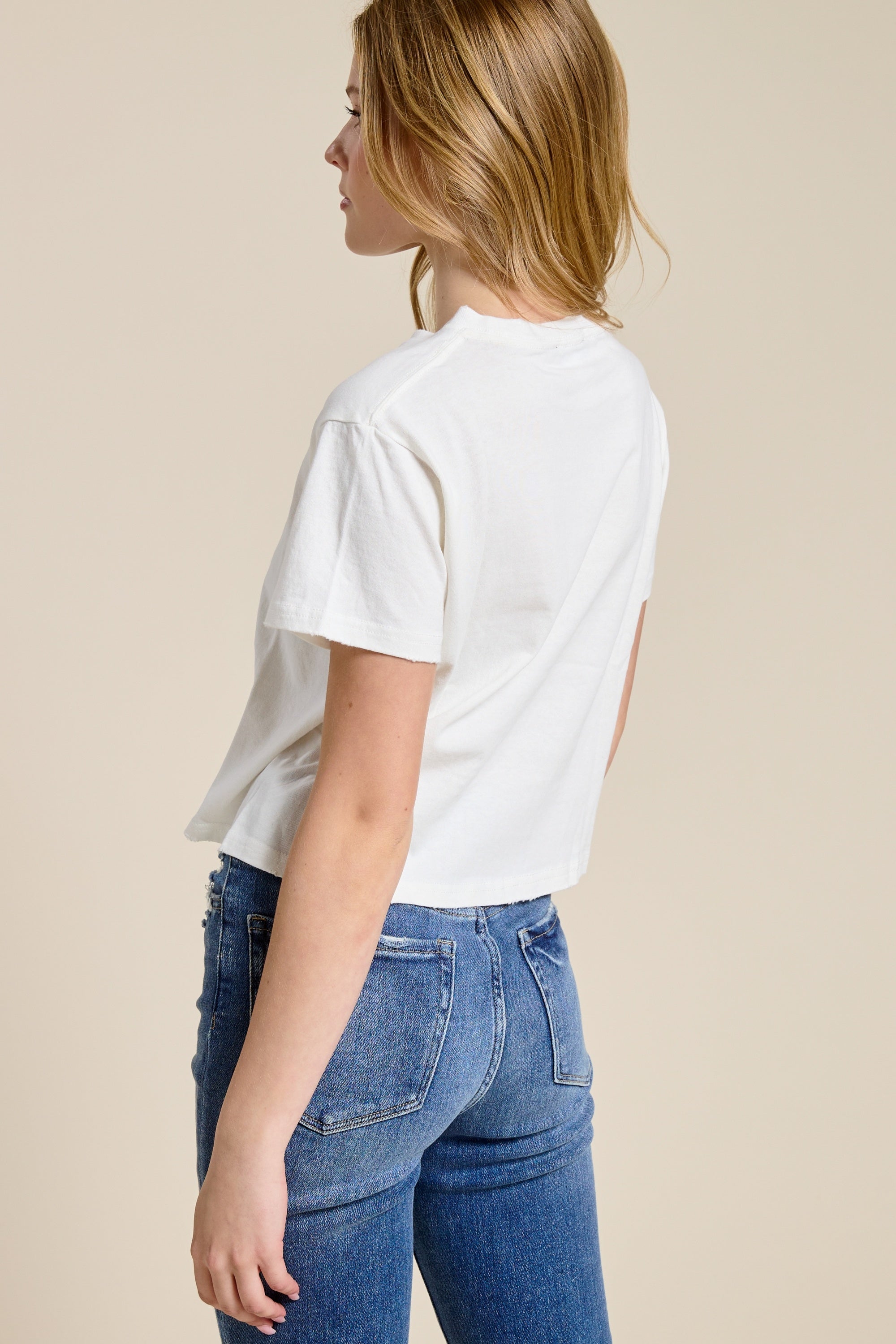 FORYERI Women's Vintage Graphic Crop T-Shirt, Raw Edge Cotton Cropped Tee