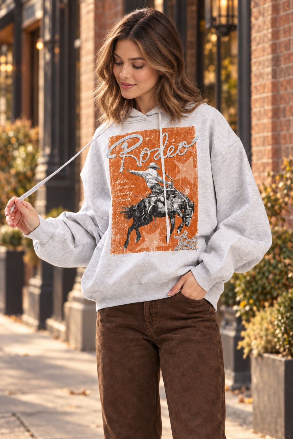 FORYERI Women’s Cowboy Horse Graphic Hoodie, Western Rodeo Pullover Sweatshirt