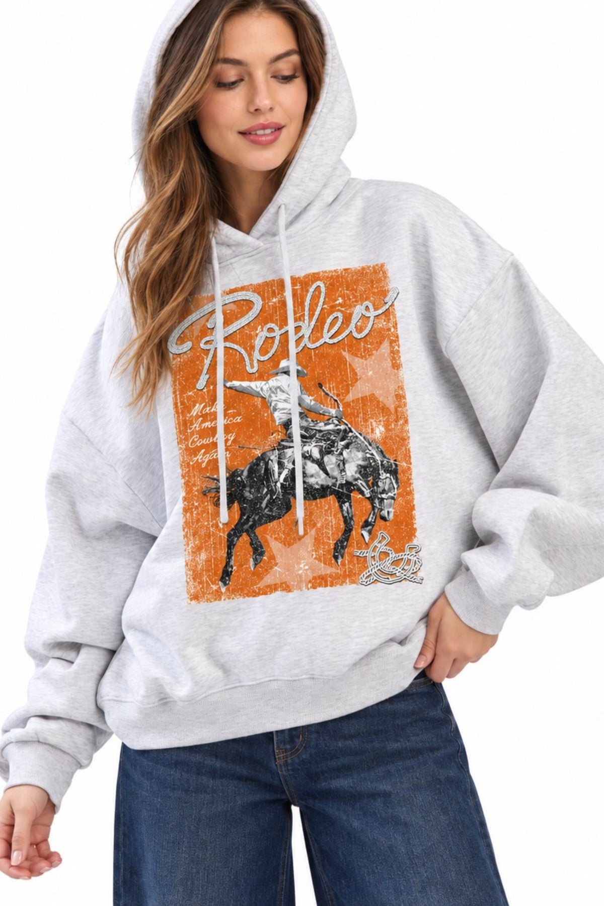 FORYERI Women’s Cowboy Horse Graphic Hoodie, Western Rodeo Pullover Sweatshirt