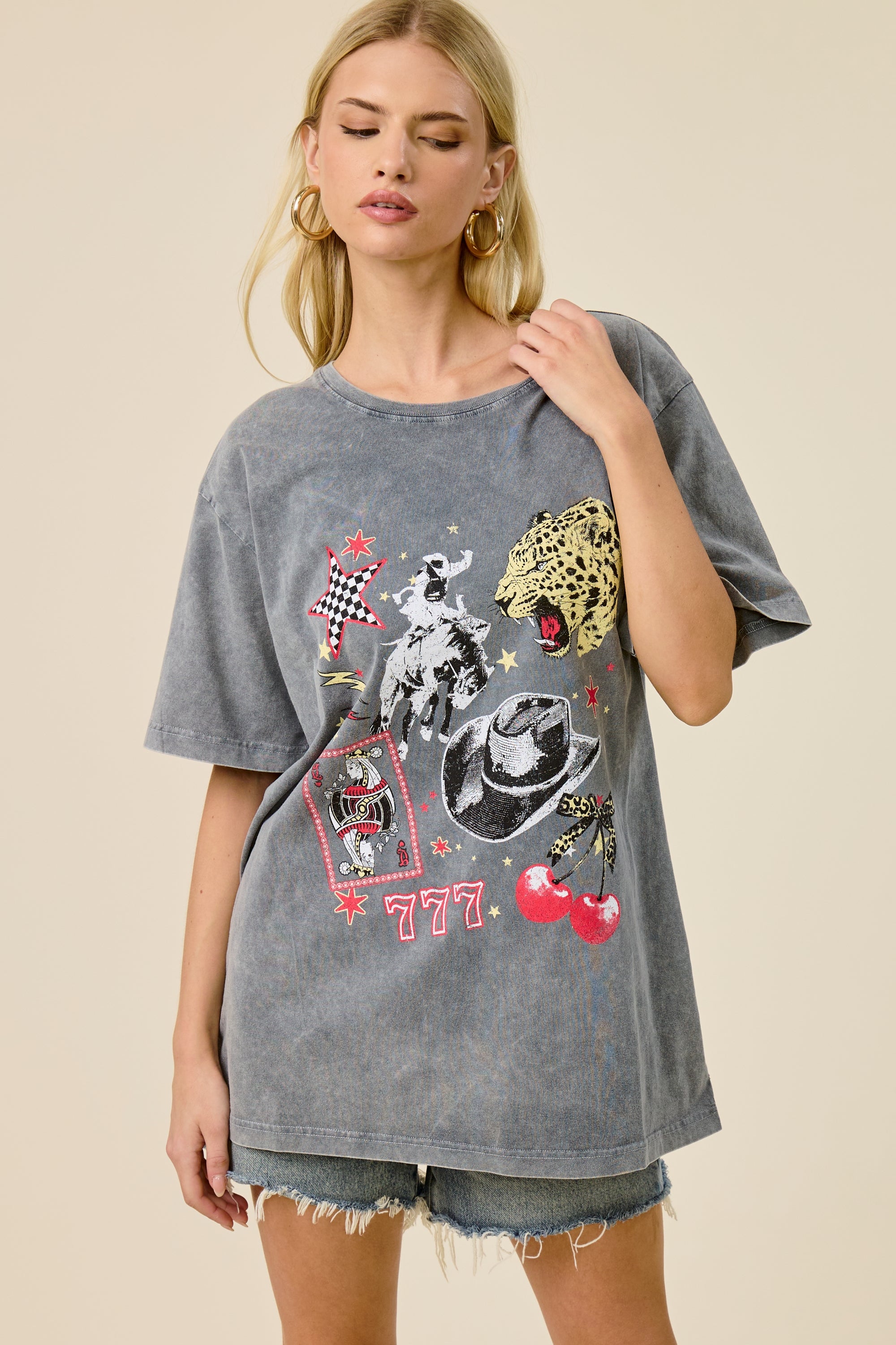 Vintage Western Rodeo Collage Oversized Graphic Tee