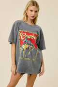Vintage Cowboy Rodeo Leopard Oversized Graphic Tee