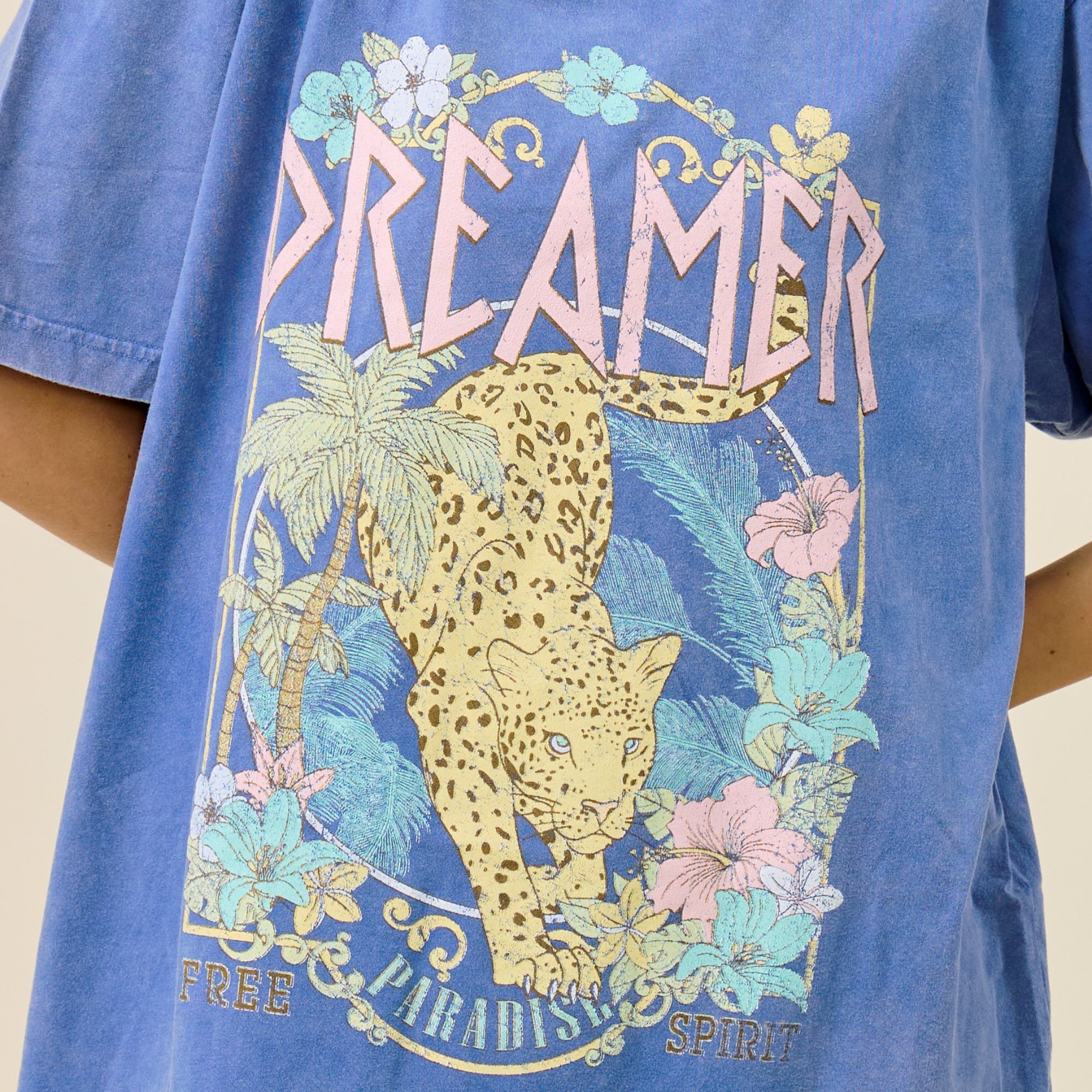 Vintage Dreamer Leopard Paradise Oversized Graphic Tee
