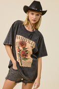 Vintage Nashville Rose Stamp Oversized Graphic Tee