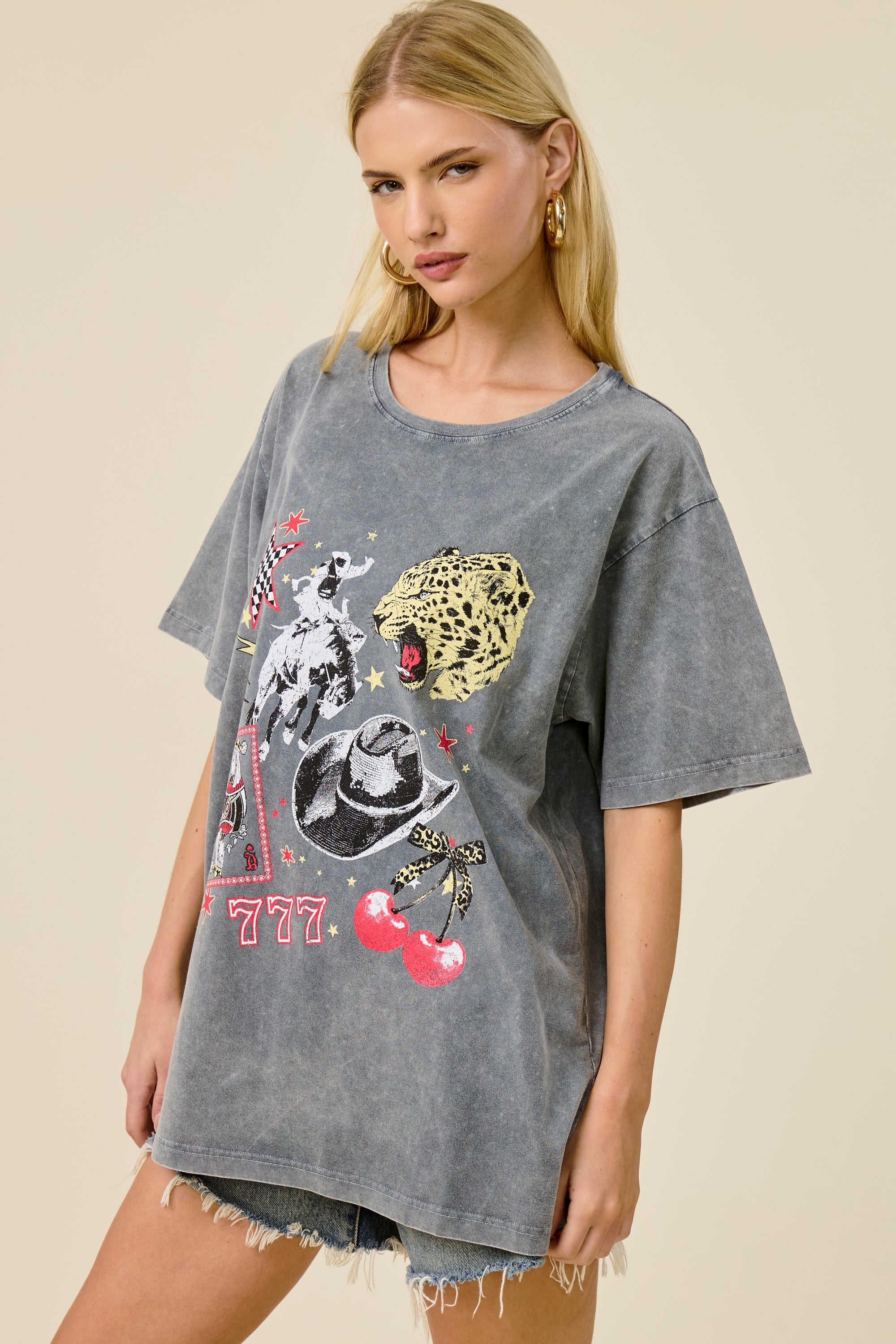 Vintage Western Rodeo Collage Oversized Graphic Tee