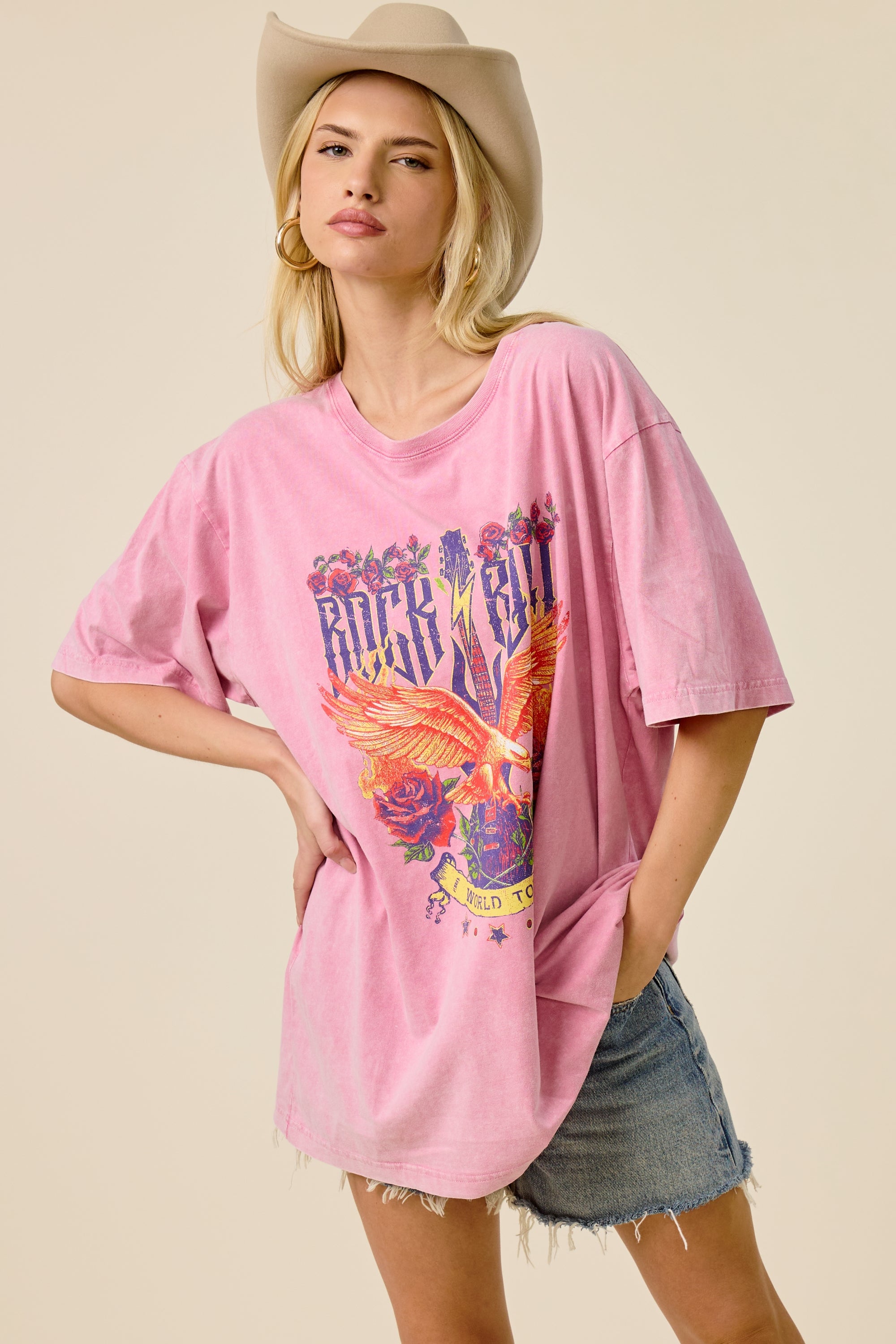 Vintage Lavender Cowboy Graphic Oversized Tee