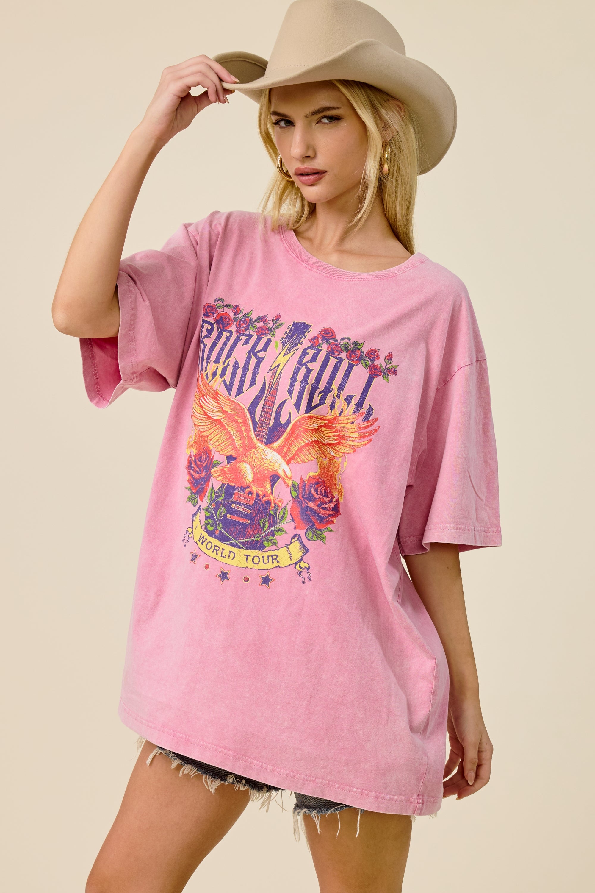 Vintage Lavender Cowboy Graphic Oversized Tee