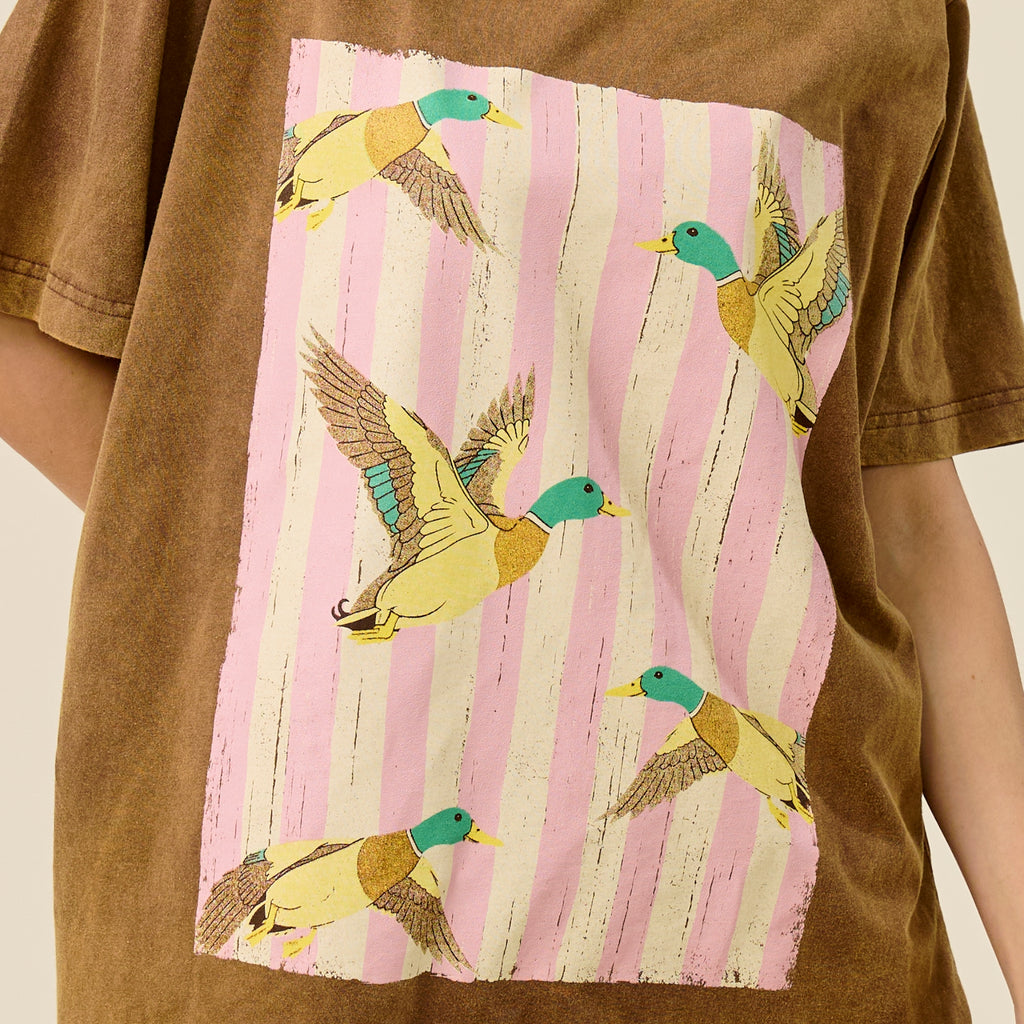 Vintage Flying Ducks Oversized Graphic Tee