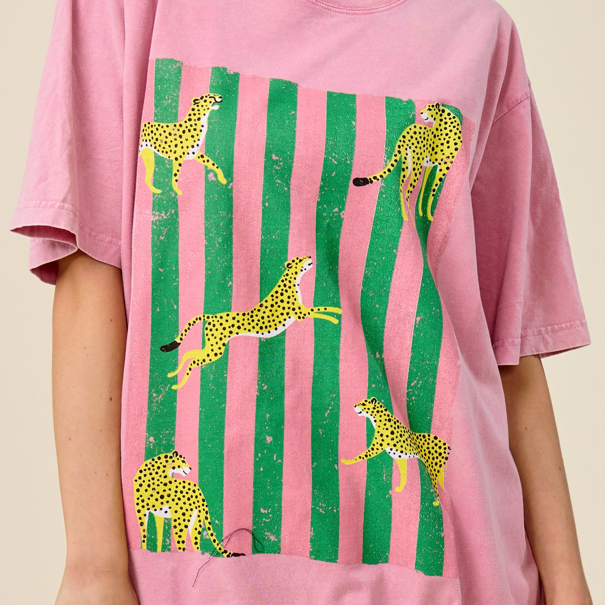 Pink Wild Cheetah Oversized Graphic Tee