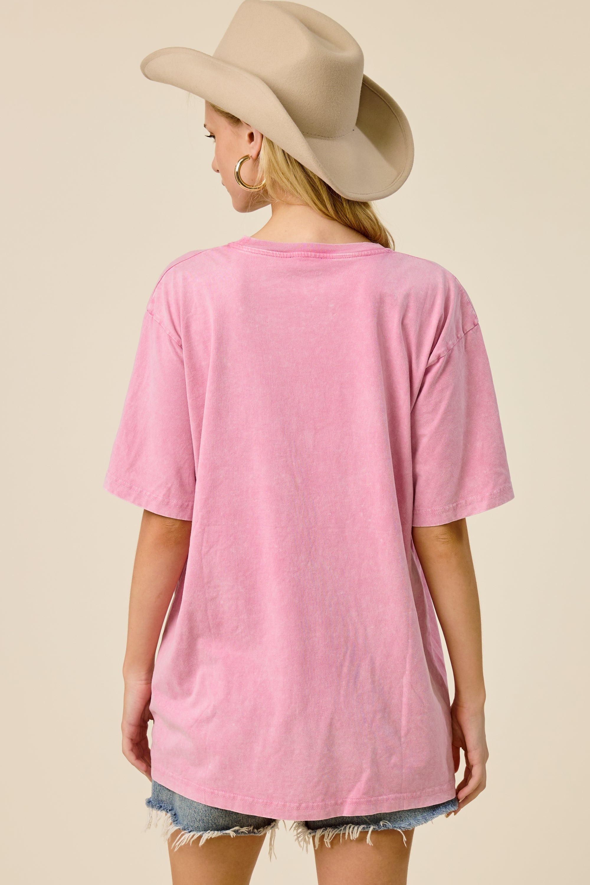 Pink Cowboy Western Oversized Graphic Tee