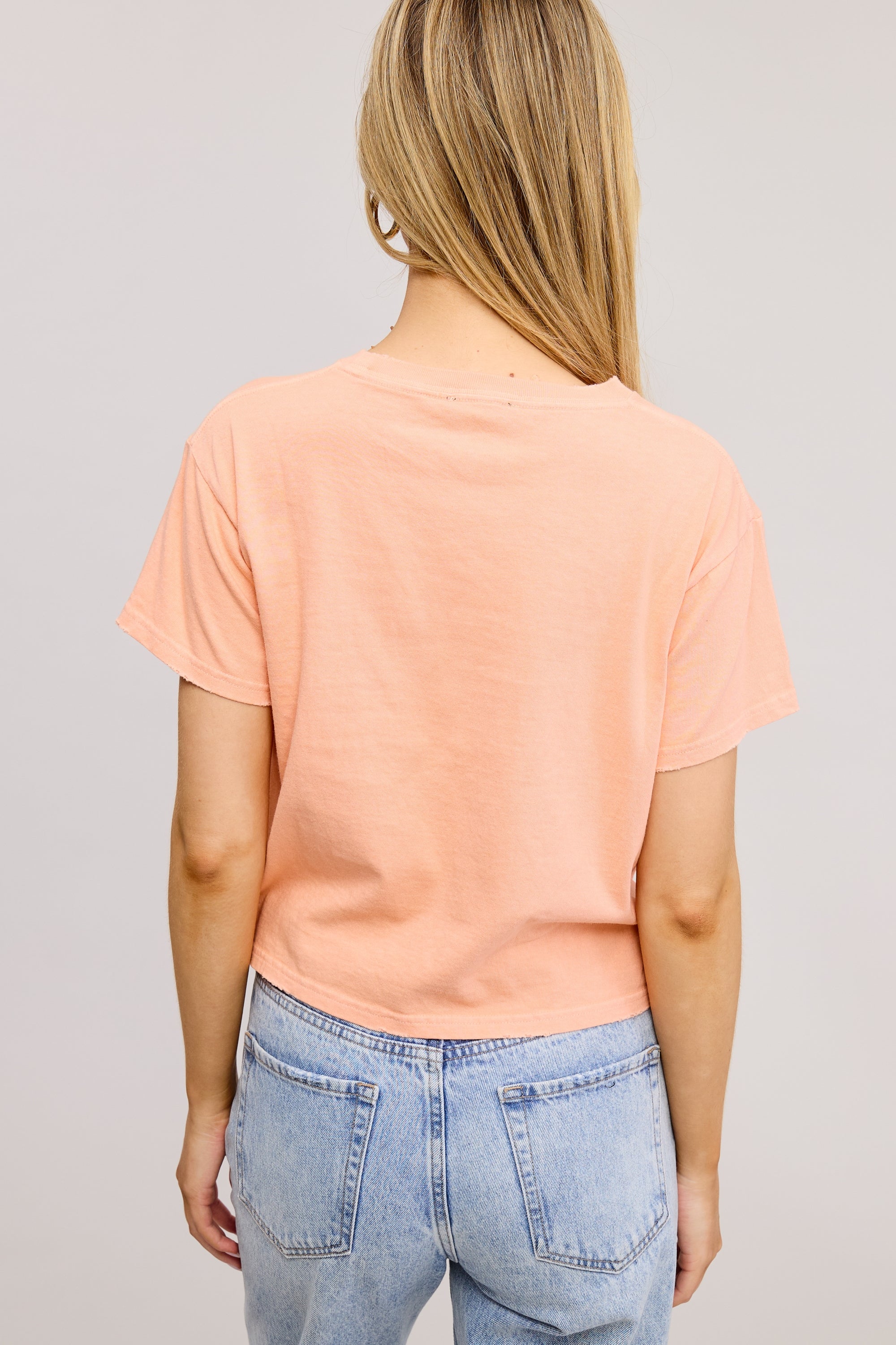 FORYERI Womens Raw Edge Crop Tee, Vintage Washed Cotton T Shirt, Grinding Detail Neck & Hem, Seamless Everyday Basic Top