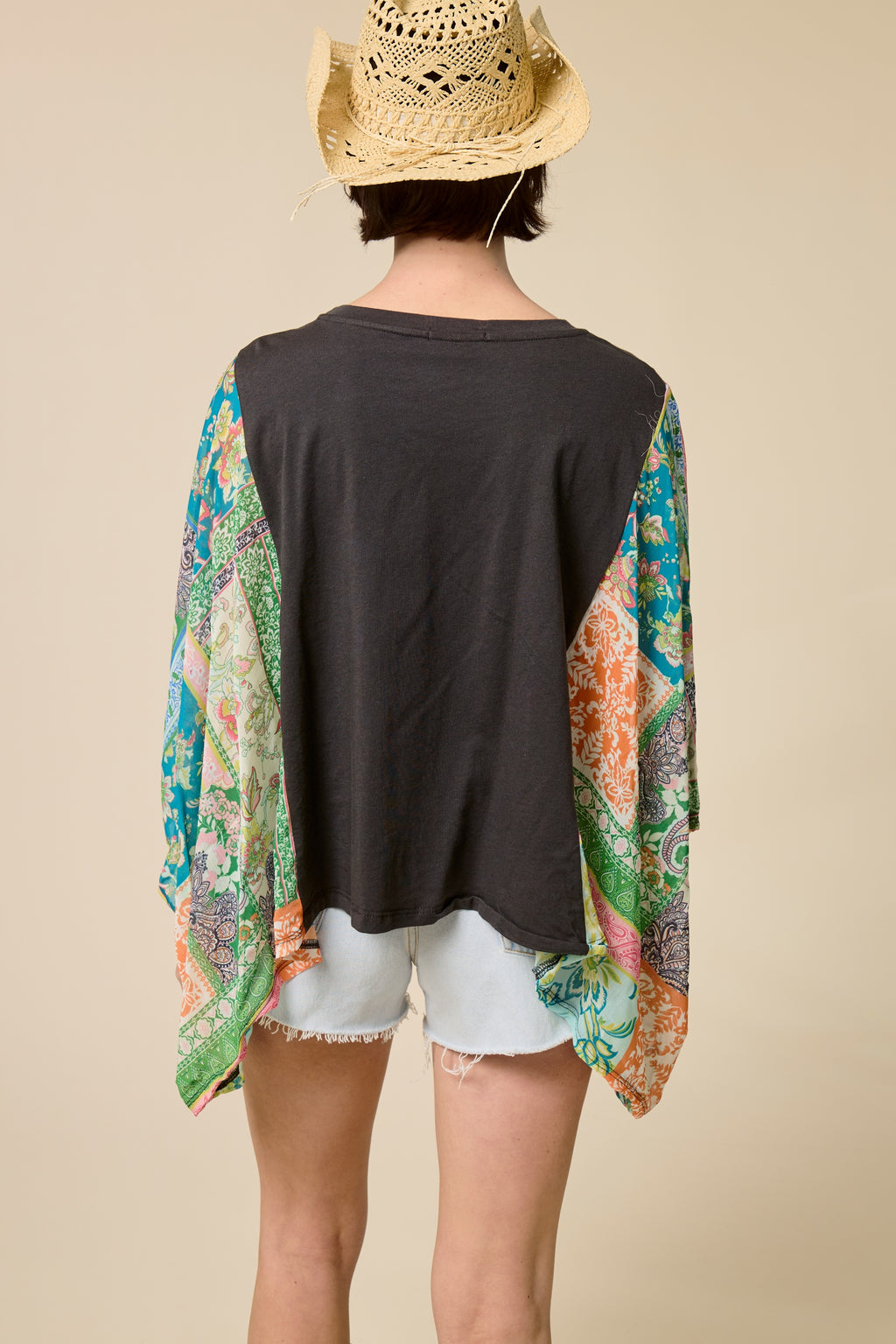 Boho Western Graphic Kimono Sleeve Top – Vintage Oversized Statement Tee
